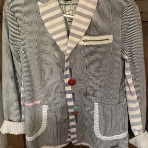 Desigual Striped Blazer with Colorful Buttons